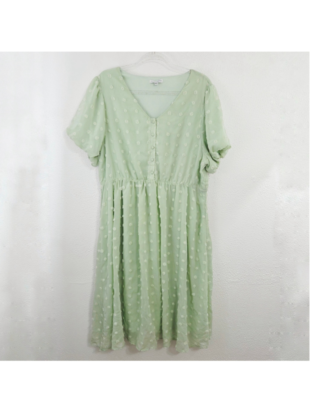 Baltic Born Mila swiss dot midi dress mint sage green chiffon women's plus XXXL